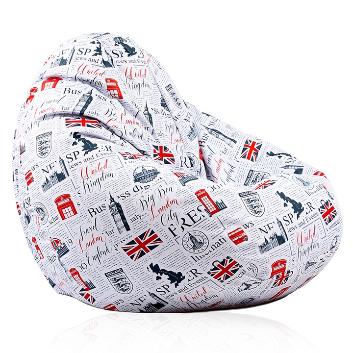 Калъф за пуф круша Pufrelax Nirvana Grande 320л., Good Old News, Без пълнеж, водоустойчив, принт