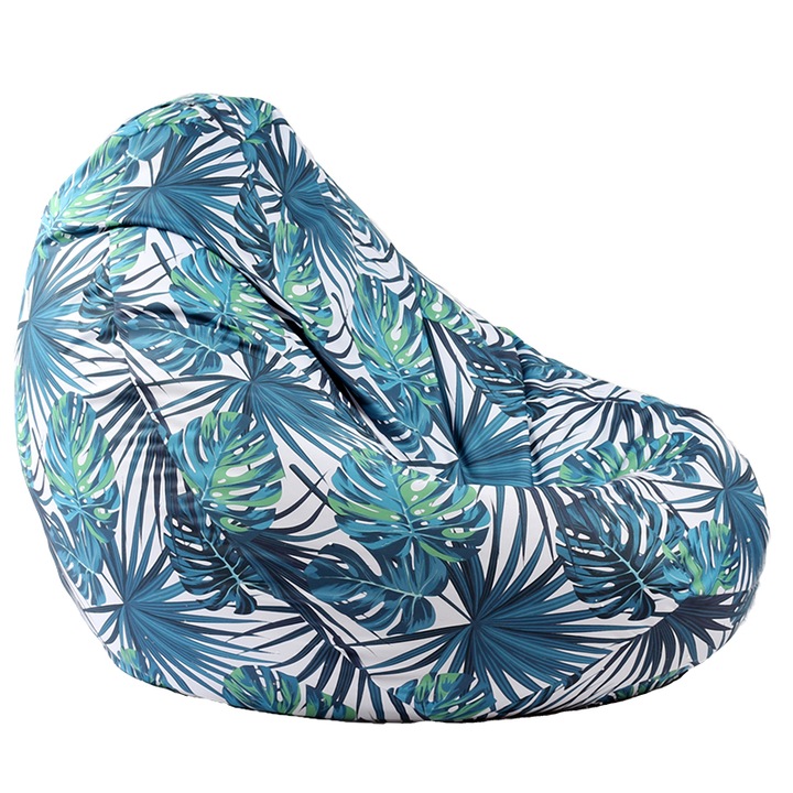 Калъф за пуф круша Pufrelax Nirvana Grande 320л., Tropical Leaves, Водоустойчив, Без пълнеж, принт