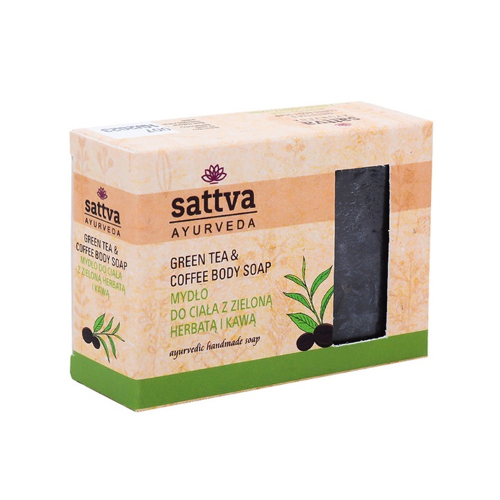 Sapun solid cu glicerina, Sattva Ayurveda, Ceai Verde/Cafea, 125 g