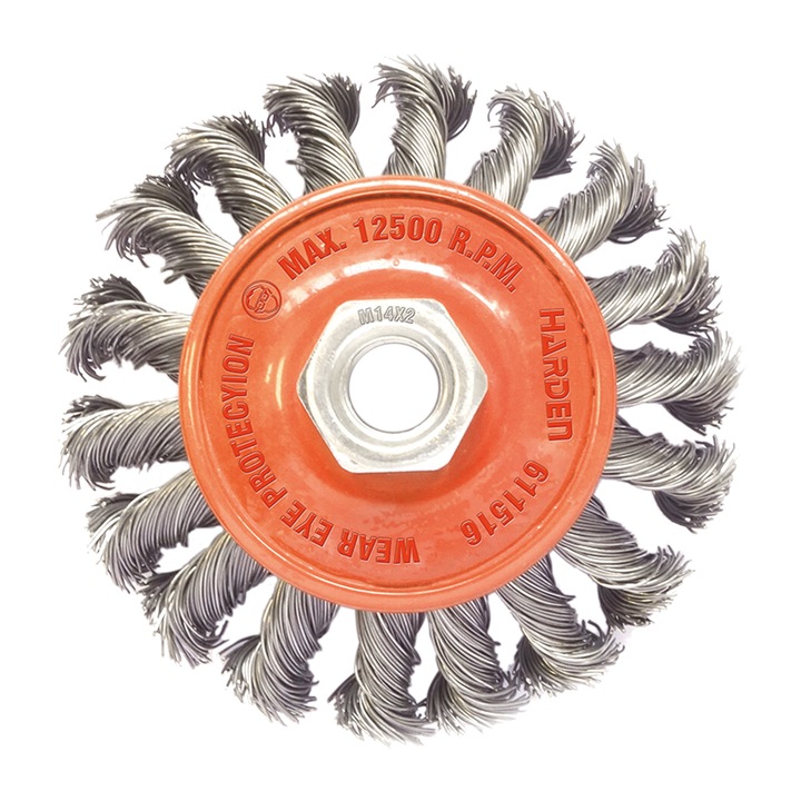 Perie cilindrica plata sarma rasucita, 100 mm, Profesional - HARDEN