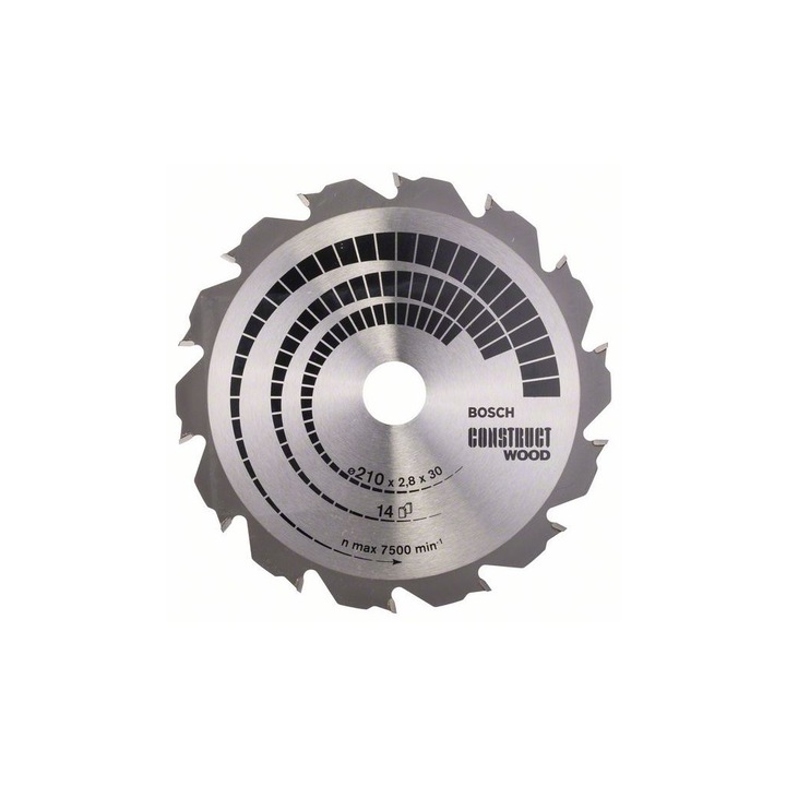 Panza fierastrau circular pentru lemn Bosch Construct Wood, 210x2,8/1.8x30 mm, 14 T