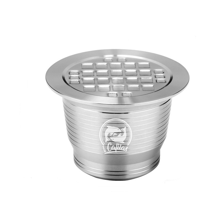 Capsula cafea INOX/ lingurita/periuta, compatibil Nespresso Rich Crema, reincarcabila/lavabila, 36.7 x 26.9 x 23 mm, argintiu