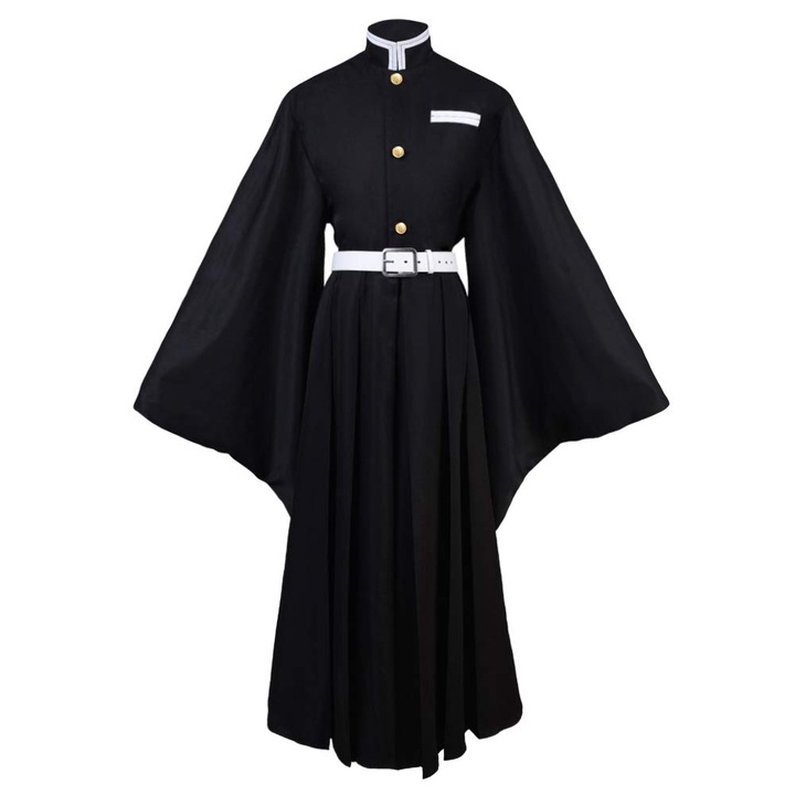 Costum Anime Demon Slayer, Muichiro Tokito, 11-12ani, negru