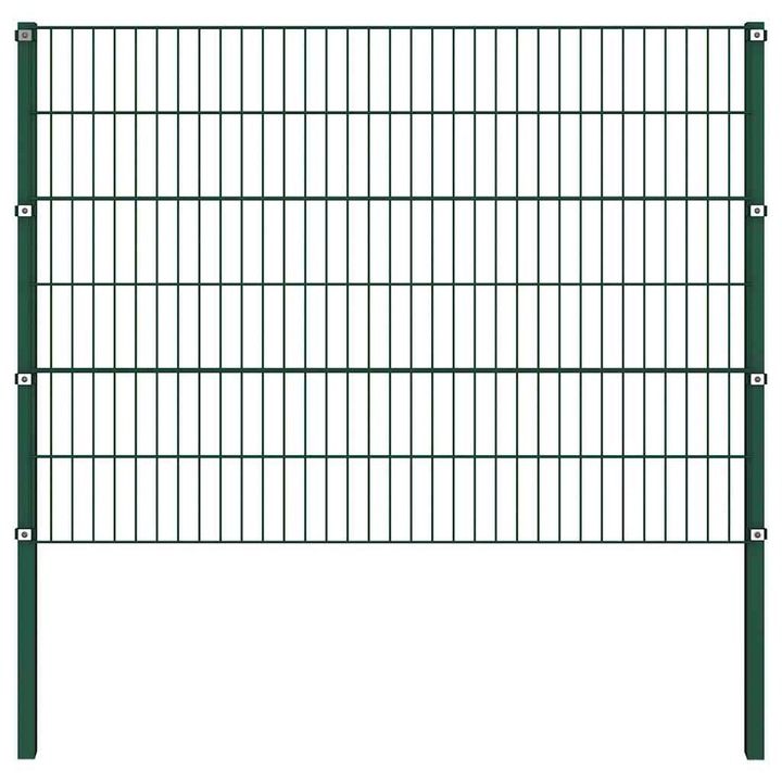 Panou de gard cu stalpi vidaXL, verde, 1,7 m, fier, 13.46 kg