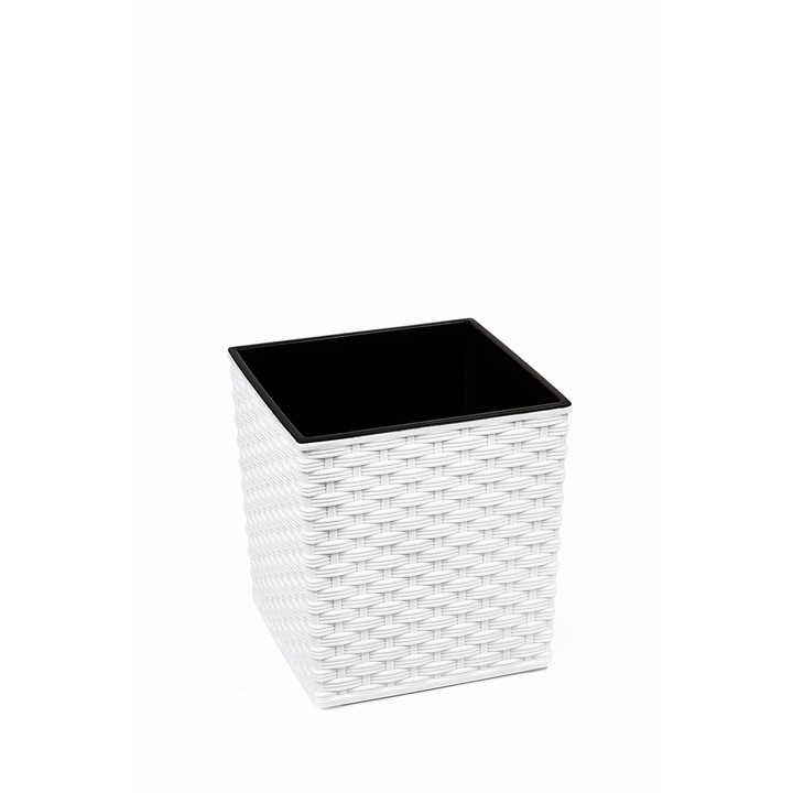 Ghiveci, Lamela, Ratan, 19 x 19 cm, Alb