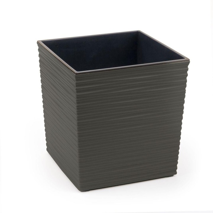 Ghiveci flori, Lamela, 19 x 19 cm, Gri grafit