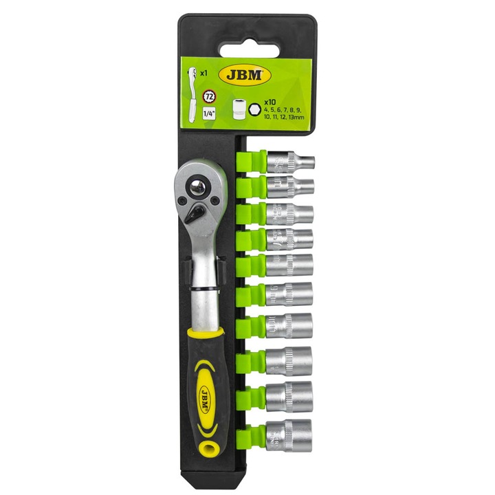 Clichet cu 72 dinti 1/4 cu set tubulare hexagonale, JBM