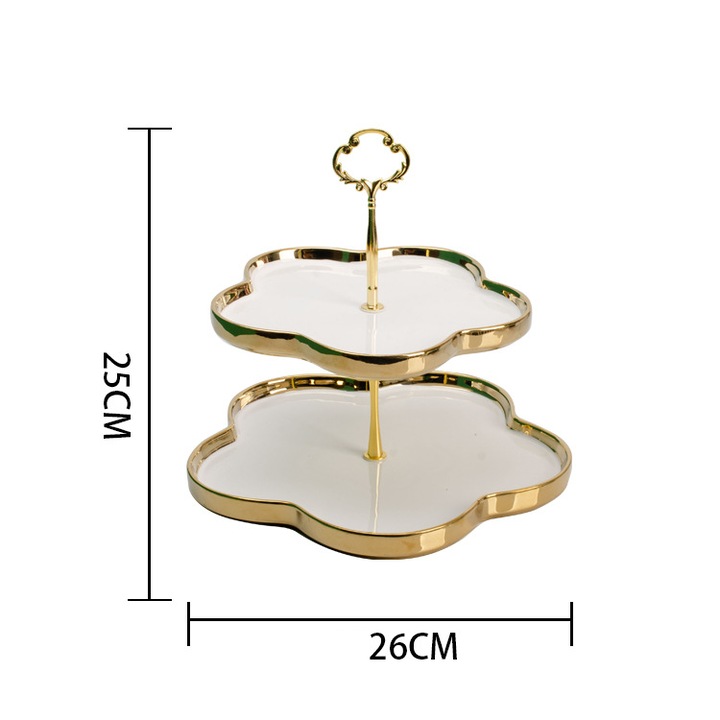 Tava pentru fructe/gustari, cu doua nivele, gold VENUS STAR