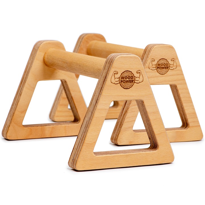 WoodPower® Push-Up PowerBars fekvőtámasz keret szett, XL méret, fa