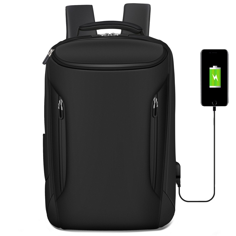 Rucsac laptop 15.6", impermeabil, cu port de incarcare USB, Escalate, 47x32x16 cm, Negru