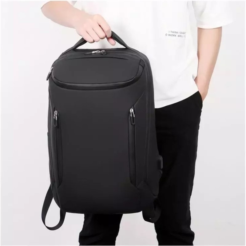 Rucsac laptop 15.6", impermeabil, cu port de incarcare USB, Escalate, 47x32x16 cm, Negru