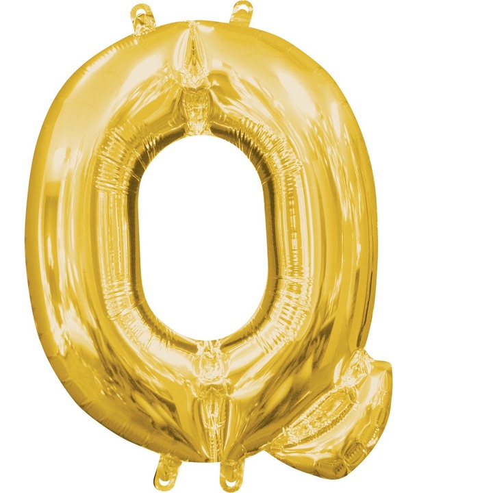 Балон от златисто фолио, 35 см, буква Q