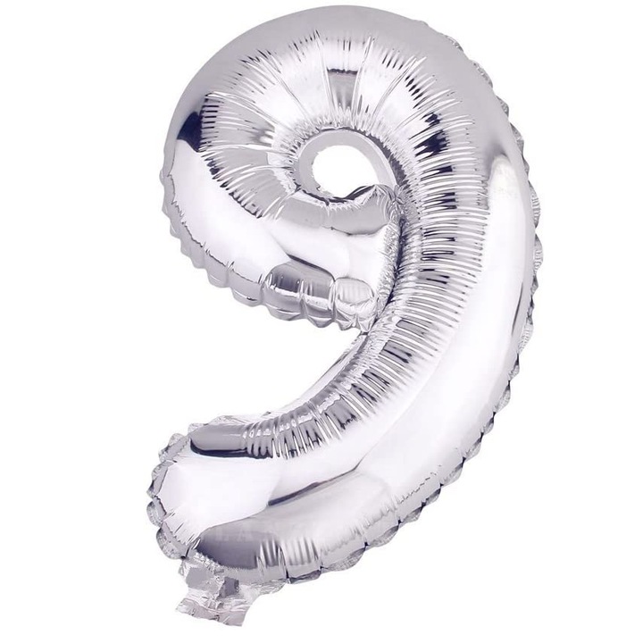 9-es számú fólia lufi, Zola®, ezüst, 76 cm