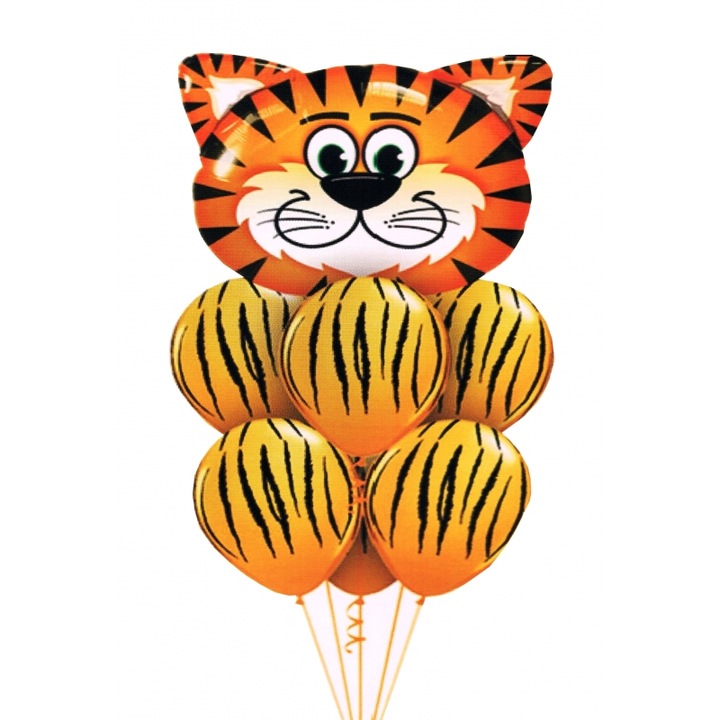 Zola lufi készlet, 6 db, különböző méretek, tigris mintás, 60X70 cm