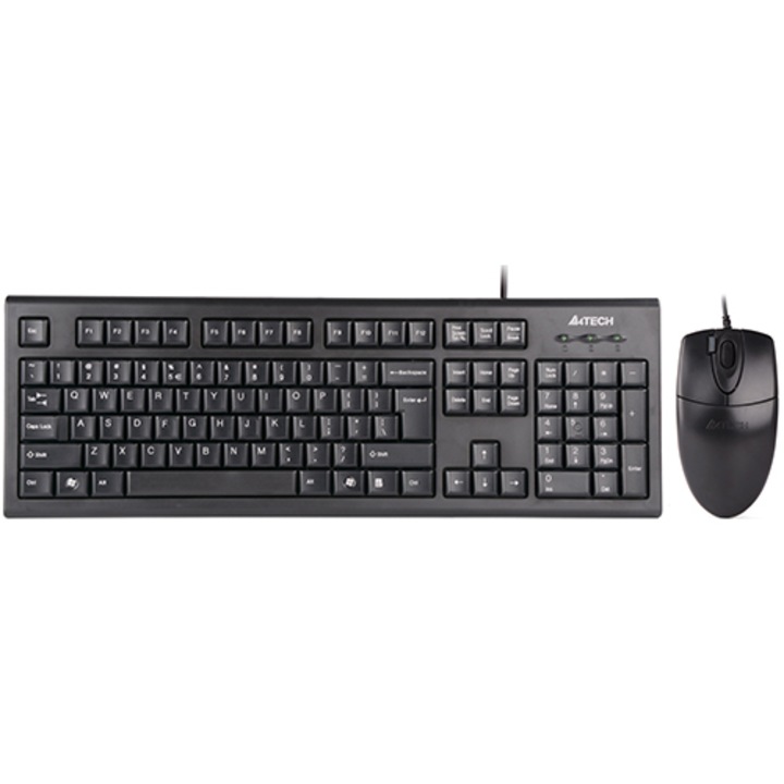 Kit A4tech KR-8520DBU tastatura KR-85-USB + mouse optic OP-620D-U1, USB, negru