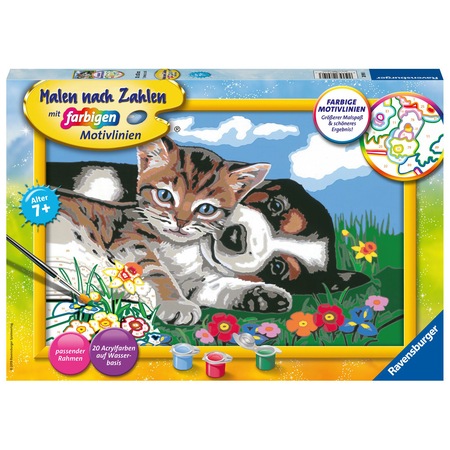 Комплект Ravensburger, Рисуване по номера - Кученце и котенце - eMAG.bg