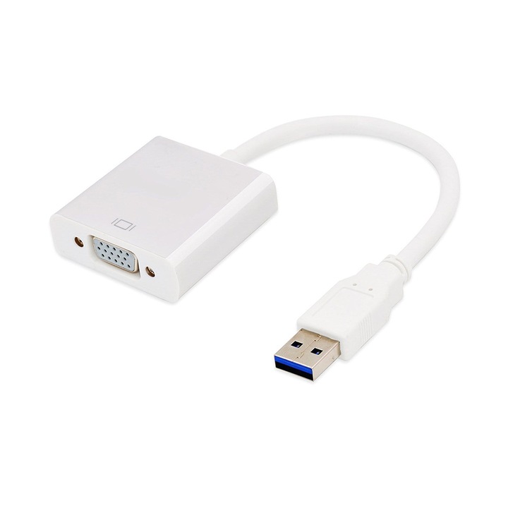 Extensie externa USB 2.0 / USB 3.0 la placa grafica VGA / clonare desktop, Alb