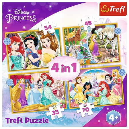 Puzzle Trefl 4 in 1 - Disney Princess, Ziua fericita, 35/48/54/70 piese ...