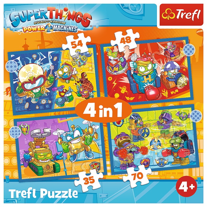 Puzzle Trefl 4 in 1 - SuperThings, Super actiune, 35/48/54/70 piese