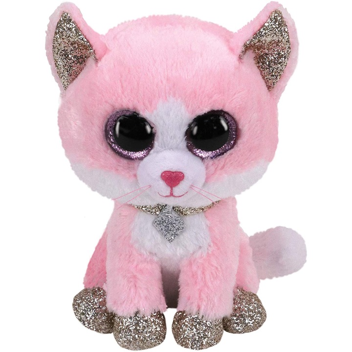 Плюшена играчка TY - Beanie Boos, Розова котка, 24 см