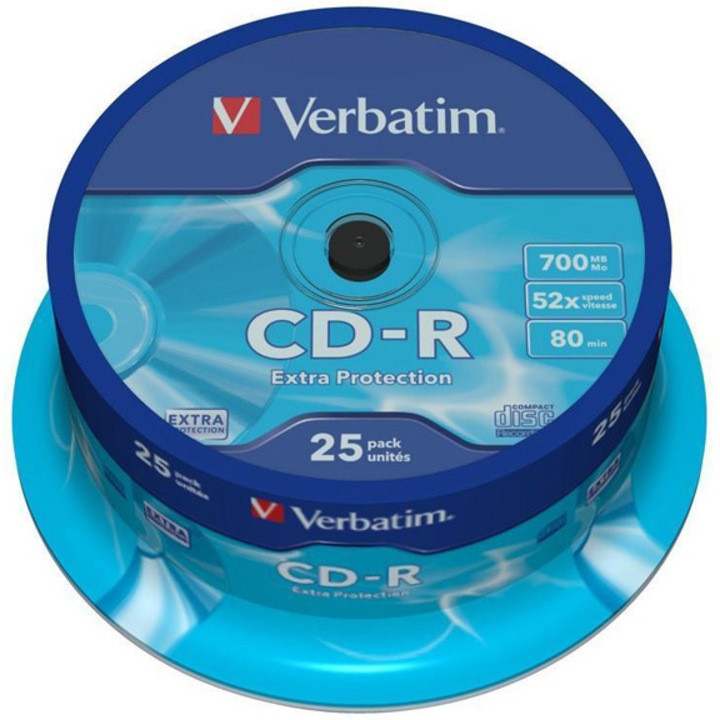 CD-R Verbatim Datalife Extra Protection 52X 700MB, spindle 25 buc.