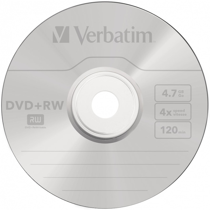 DVD+RW Verbatim 4X, matt silver, spindle 10 buc.