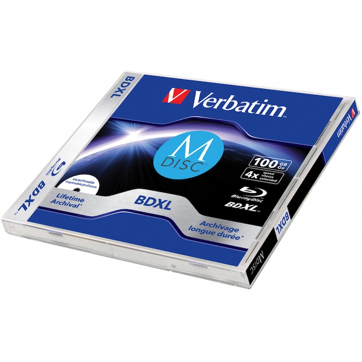 M-Disc Verbatim, 4X, 100GB printabil cu cerneala, carcasa Individuala