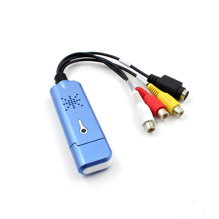 Adaptor USB, cu AV Chinch S-Video VHS, captura de imagini, Albastru