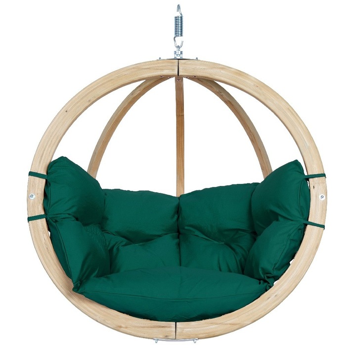 Scaun agatat Amazonas Globo, Acril/Lemn, 121 x 118 x 69 cm, Natur/Verde