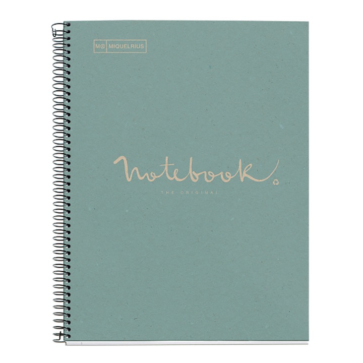 Újrahasznosított jegyzetfüzet Miquelrius ECOBLUE Emotions, spirál, A4, matematika, 80 lap, kék