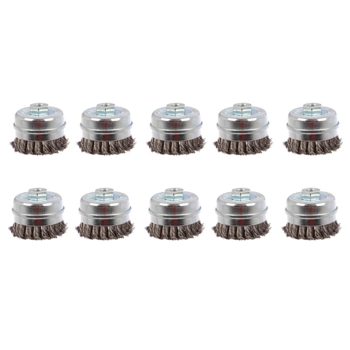 10 db csészekefe készlet, M14 furattal, acélhuzal Ø0,40 csavart, átmérő 65 mm, Peromex, 5411TC14x10