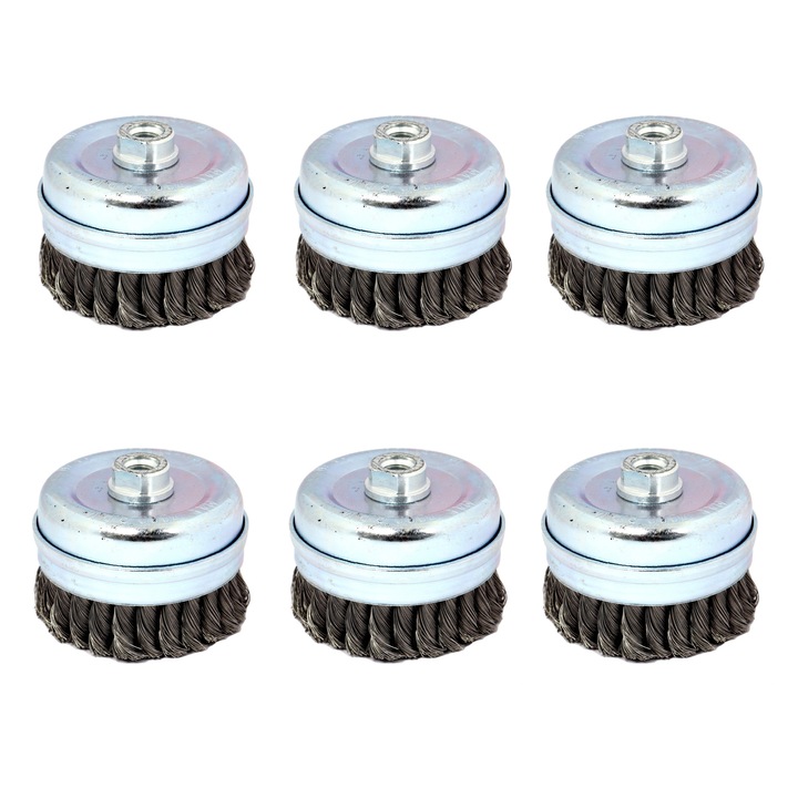 Peromex, 6 db csészekefe készlet, M14 furattal, acélhuzal Ø0,40 csavart, átmérő 90 mm, 2891TC14x6