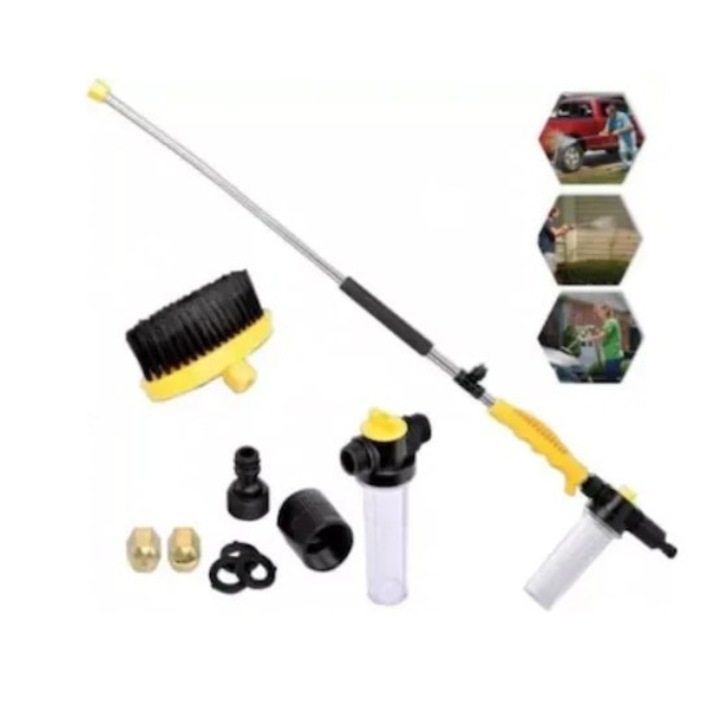 Pistol FOXMAG24 de apa cu jet puternic, cu perie si compartiment pentru detergent, negru/galben
