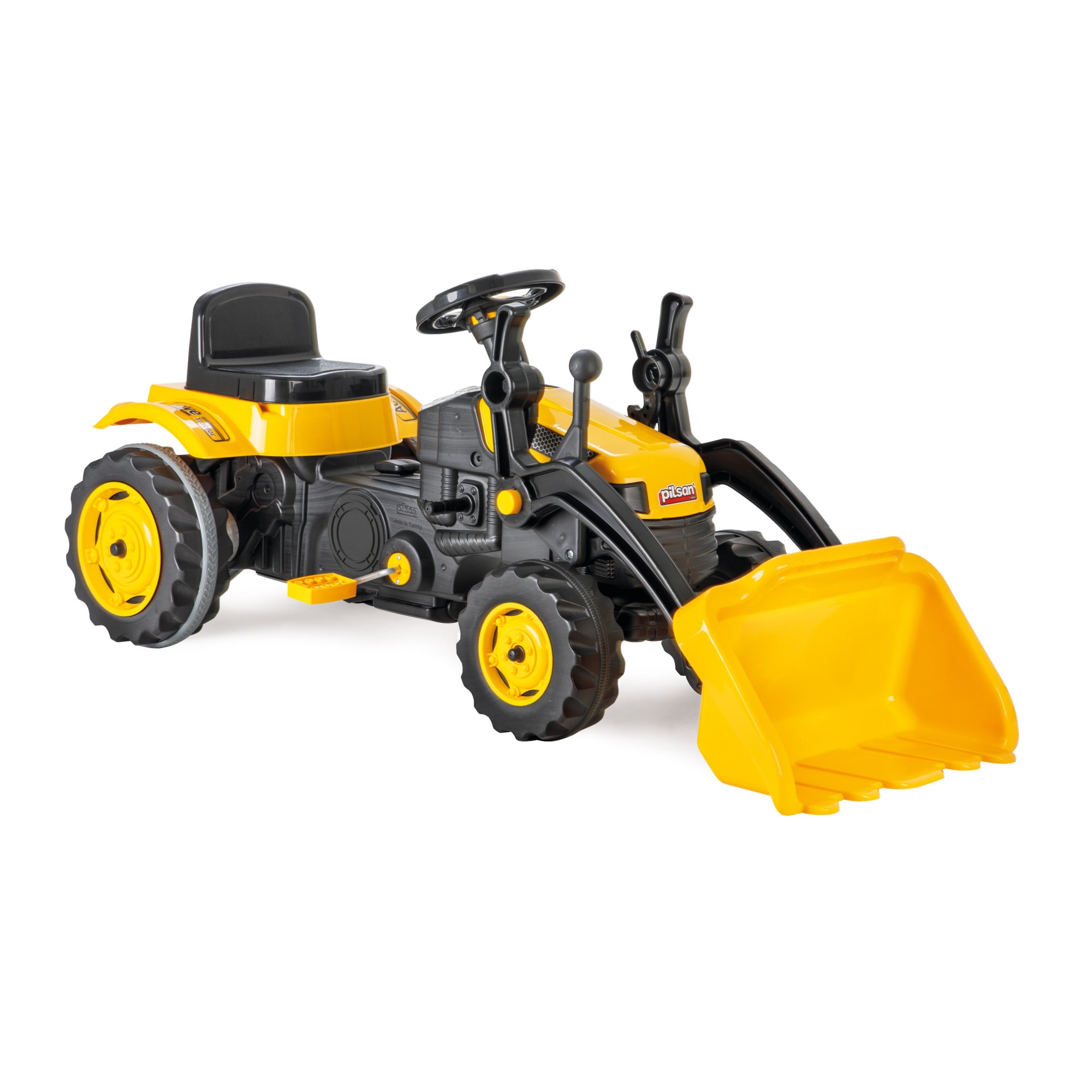 Duke Because Actively Jucarie pentru copii, excavator mare cu pedale, plastic, negru cu galben,  125 x 51 cm - eMAG.ro