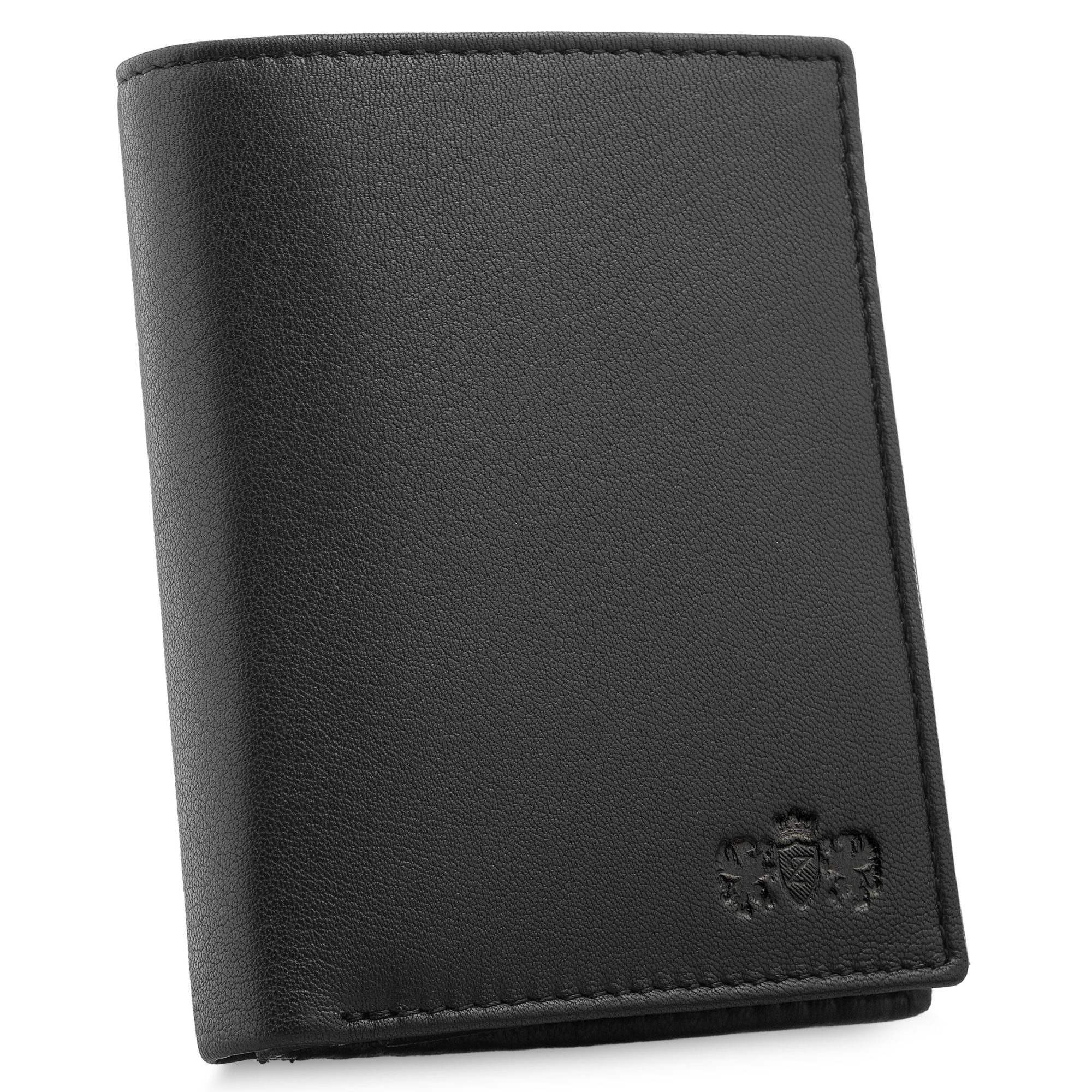 Portofel barbati piele naturala, Zagatto, Negru, Vertical, Protectie RFID, Buzunar carte de identitate, Dimensiuni 9,3x12.7x3 cm, Portofel elegant cu multiple comapartimente, ZG-N4-F2