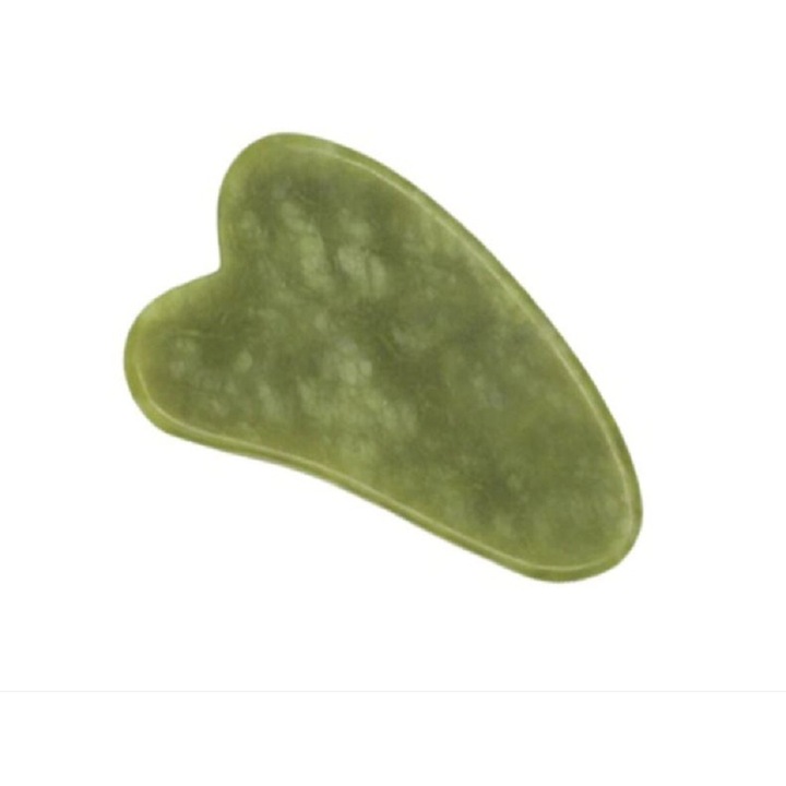 Piatra Gua Sha din Jad pentru masaj facial si corporal, 7cm, verde