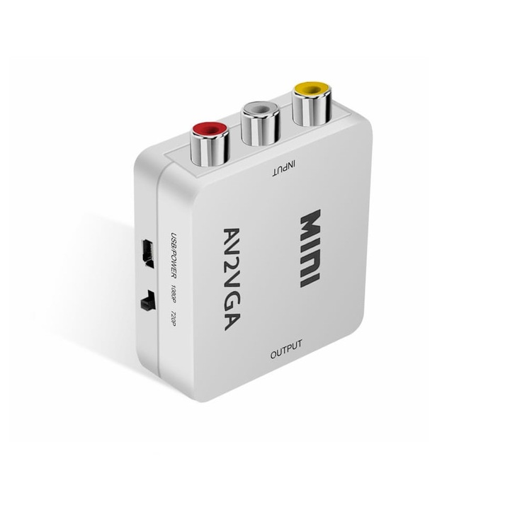 Videó és audio konverter AV-ról VGA adapterre, fekete