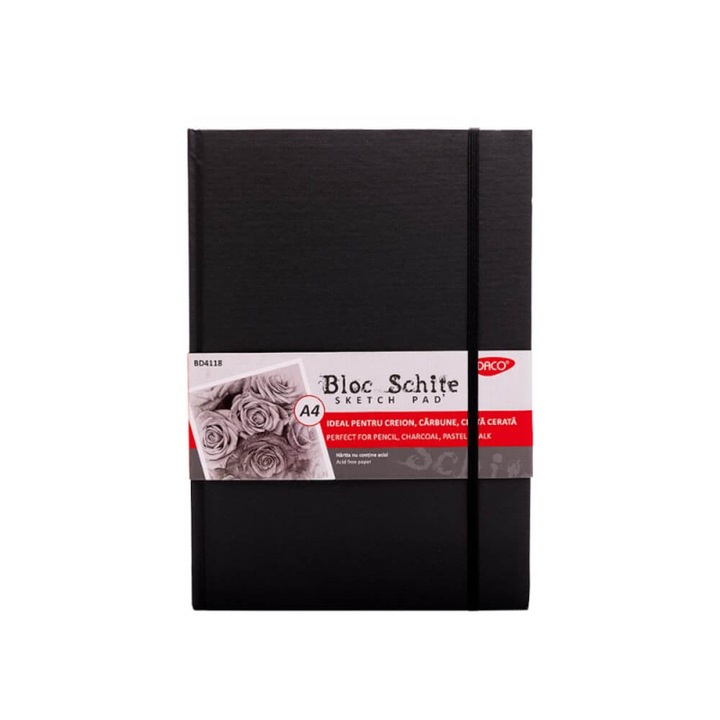 Скицник Daco A4, 80 листа, твърди корици, 110 g/m²