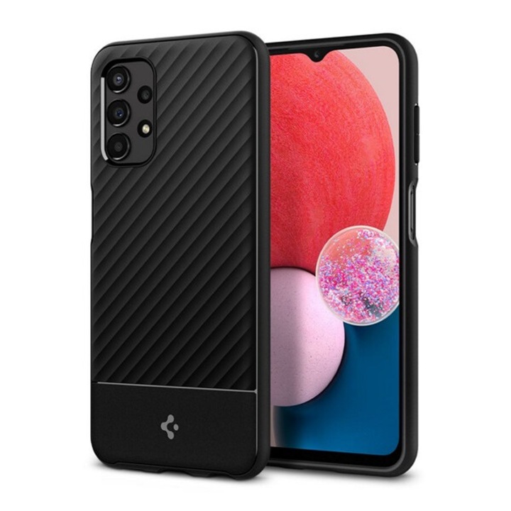 SPIGEN CORE ARMOR szilikon hátlapvédő telefontok (közepesen ütésálló, kamera védelem, csíkos minta), Fekete [Samsung Galaxy A13 4G (SM-A135F / A137F)]
