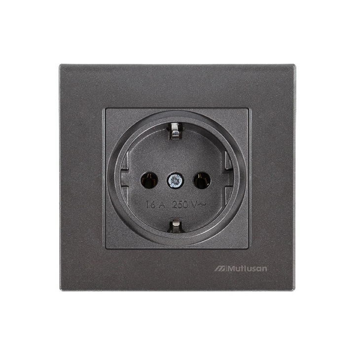 Priza, Mutlusan, Plastic, Rita, Shuko, 16A, Gri inchis