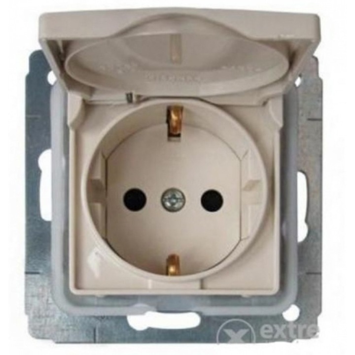 Mеханизъм контакт Legrand Niloe, Шуко, С детска защита, IP44, Крем