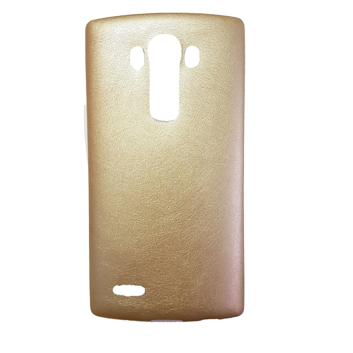 Кожен калъф за LG G4, H815, златен, синтетична кожа