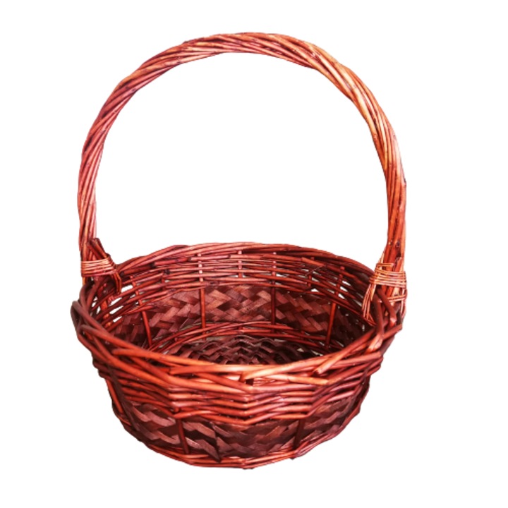 Плетена Кошница, Кафява, Дърво, Кръгла, ф22 см