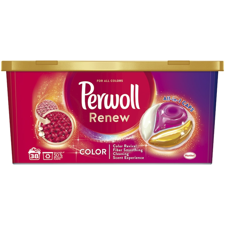 Perwoll Renew & Care Color Mosókapszula, színes, 38 mosás, védi és felfrissíti a színeket