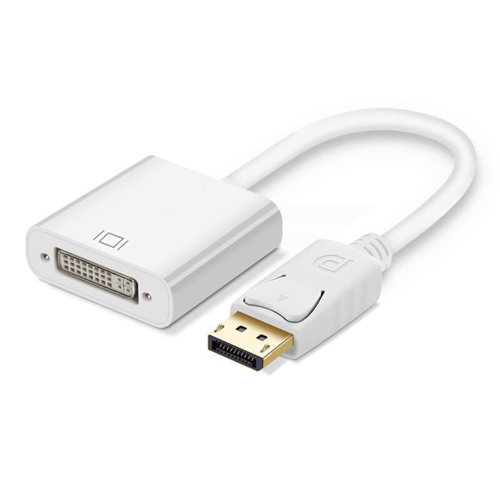 Adaptor DP DisplayPort la DVI, Mac Book iMac, Alb