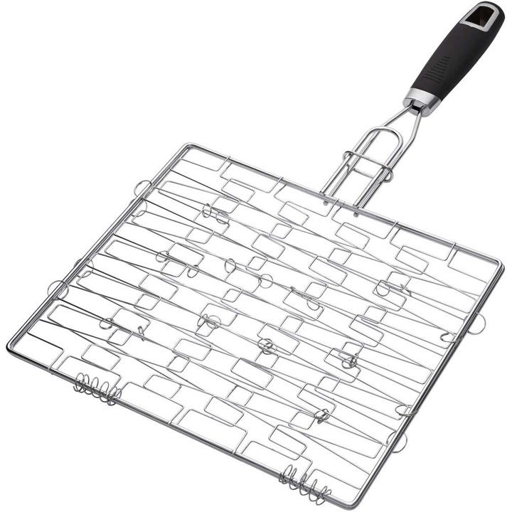 Suport carne dreptunghiular pentru gratar, otel, 30x26,5 cm