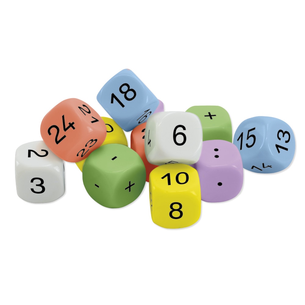 Set de zaruri matematice”, TimeTEX, zaruri cu numere intre si 24 si semne matematice, culori diferite, in rezistenta de carton - eMAG.ro