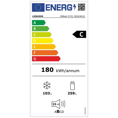 Combina frigorifica Liebherr CBNsdc 5753 Prime, BioFresh, NoFrost, 362 l, 201.5 сm, Clasa C, Inox Silver