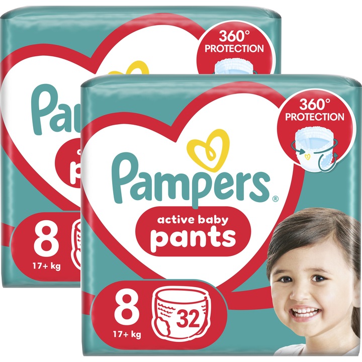 Scutece-Chilotel Pampers Active Baby Pants Jumbo Pack Marimea 8, 17kg+, 32 buc