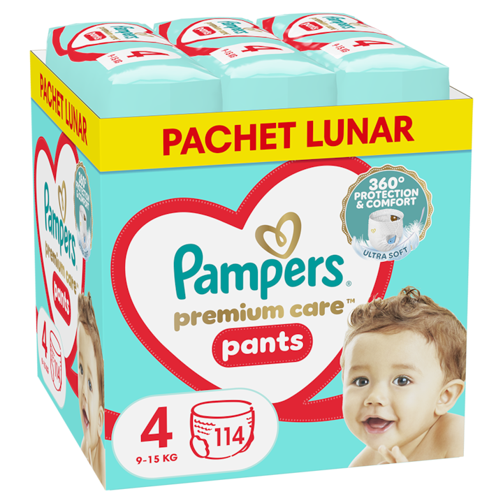 Pampers Premium Care Pants bugyipelenka, Maxi 4, 9-15 kg, havi pelenkacsomag, 114 db
